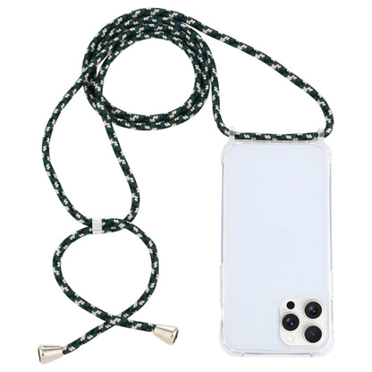 For iPhone 16 Pro Transparent Acrylic Airbag Shockproof Phone Protective Case with Lanyard(Green Beige Black) - iPhone 16 Pro Cases by buy2fix | Online Shopping UK | buy2fix