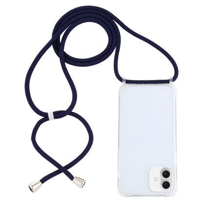 For iPhone 16 Transparent Acrylic Airbag Shockproof Phone Protective Case with Lanyard(Navy Blue) - iPhone 16 Cases by buy2fix | Online Shopping UK | buy2fix