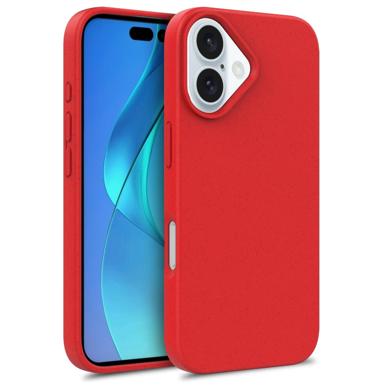 For iPhone 16 Plus Starry Series Shockproof Straw Material + TPU Protective Case(Red) - iPhone 16 Plus Cases by buy2fix | Online Shopping UK | buy2fix