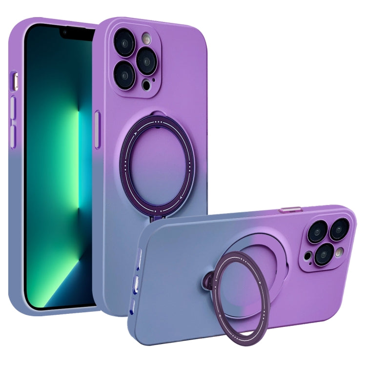 For iPhone 13 Pro Max MagSafe Holder Gradient TPU Phone Case(Deep Purple Gray) - iPhone 13 Pro Max Cases by buy2fix | Online Shopping UK | buy2fix