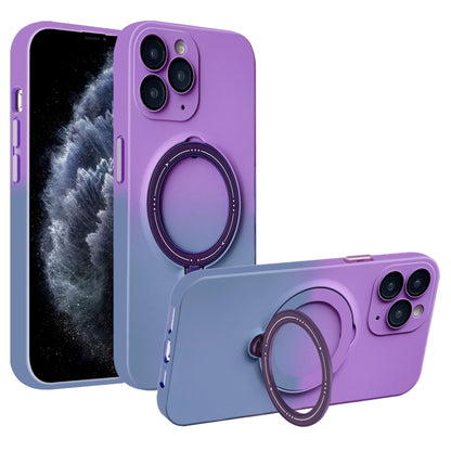 For iPhone 11 Pro Max Gradient TPU MagSafe Holder Phone Case(Deep Purple Gray) by buy2fix