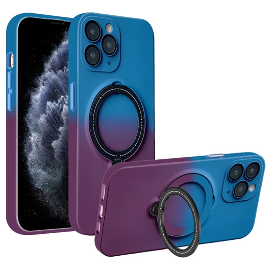 For iPhone 11 Pro MagSafe Holder Gradient TPU Phone Case(Blue Purple) - iPhone 11 Pro Cases by buy2fix | Online Shopping UK | buy2fix