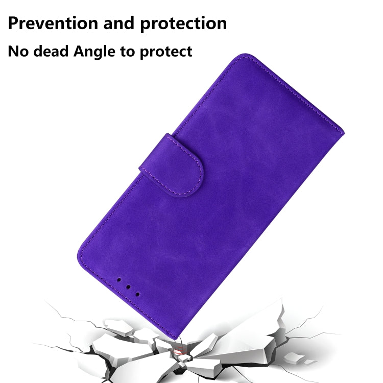 For iPhone SE 2024 Skin Feel Pure Color Flip Leather Phone Case(Purple) - More iPhone Cases by buy2fix | Online Shopping UK | buy2fix