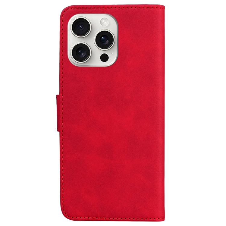 For iPhone 16 Pro Skin Feel Pure Color Flip Leather Phone Case(Red) - iPhone 16 Pro Cases by buy2fix | Online Shopping UK | buy2fix