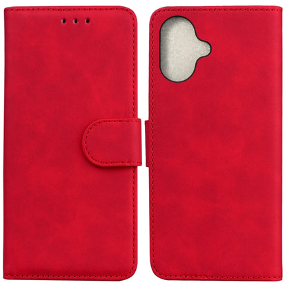 For iPhone 16 Plus Skin Feel Pure Color Flip Leather Phone Case(Red) - iPhone 16 Plus Cases by buy2fix | Online Shopping UK | buy2fix