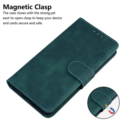 For iPhone 16 Plus Skin Feel Pure Color Flip Leather Phone Case(Green) - iPhone 16 Plus Cases by buy2fix | Online Shopping UK | buy2fix