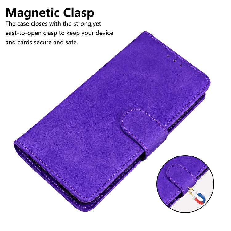 For iPhone 16 Skin Feel Pure Color Flip Leather Phone Case(Purple) - iPhone 16 Cases by buy2fix | Online Shopping UK | buy2fix