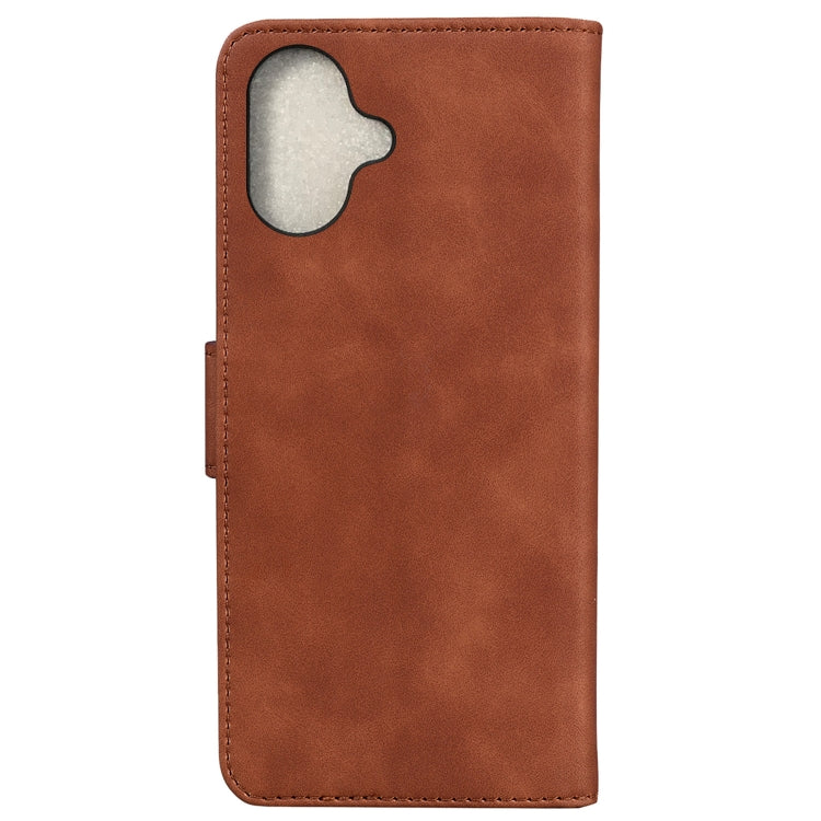 For iPhone 16 Skin Feel Pure Color Flip Leather Phone Case(Brown) - iPhone 16 Cases by buy2fix | Online Shopping UK | buy2fix