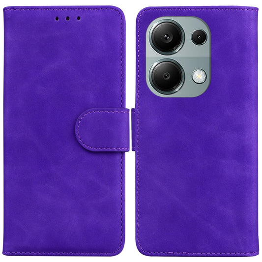 For Xiaomi Poco M6 Pro 4G Skin Feel Pure Color Flip Leather Phone Case(Purple) - Xiaomi Cases by buy2fix | Online Shopping UK | buy2fix