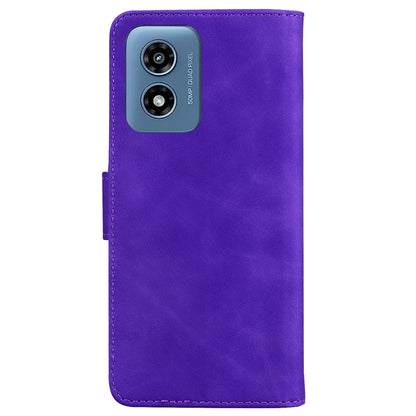 For Motorola Moto G Play 4G 2024 Skin Feel Pure Color Flip Leather Phone Case(Purple) - Motorola Cases by buy2fix | Online Shopping UK | buy2fix