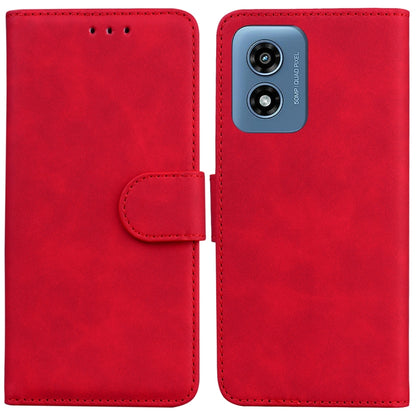 For Motorola Moto G Play 4G 2024 Skin Feel Pure Color Flip Leather Phone Case(Red) - Motorola Cases by buy2fix | Online Shopping UK | buy2fix