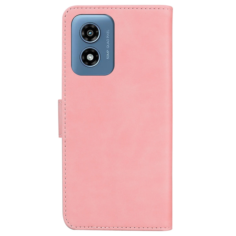 For Motorola Moto G Play 4G 2024 Skin Feel Pure Color Flip Leather Phone Case(Pink) - Motorola Cases by buy2fix | Online Shopping UK | buy2fix