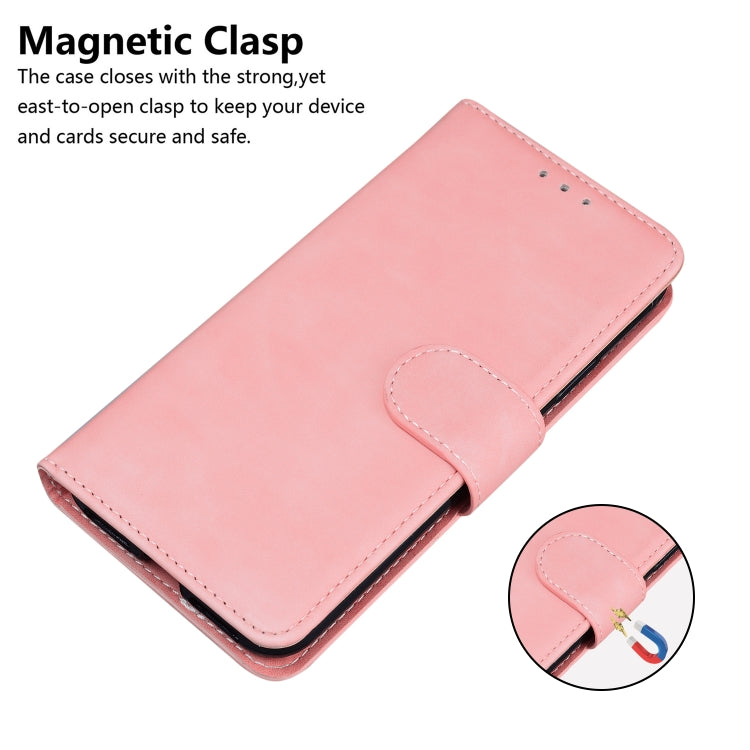 For Motorola Moto G Play 4G 2024 Skin Feel Pure Color Flip Leather Phone Case(Pink) - Motorola Cases by buy2fix | Online Shopping UK | buy2fix