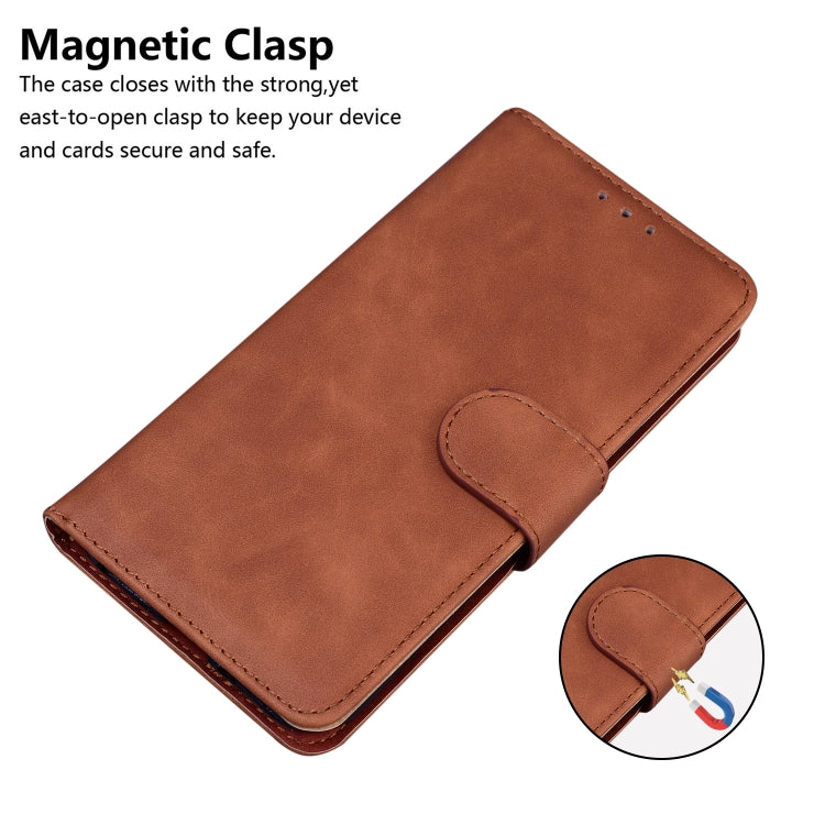 For Motorola Moto G Play 4G 2024 Skin Feel Pure Color Flip Leather Phone Case(Brown) - Motorola Cases by buy2fix | Online Shopping UK | buy2fix