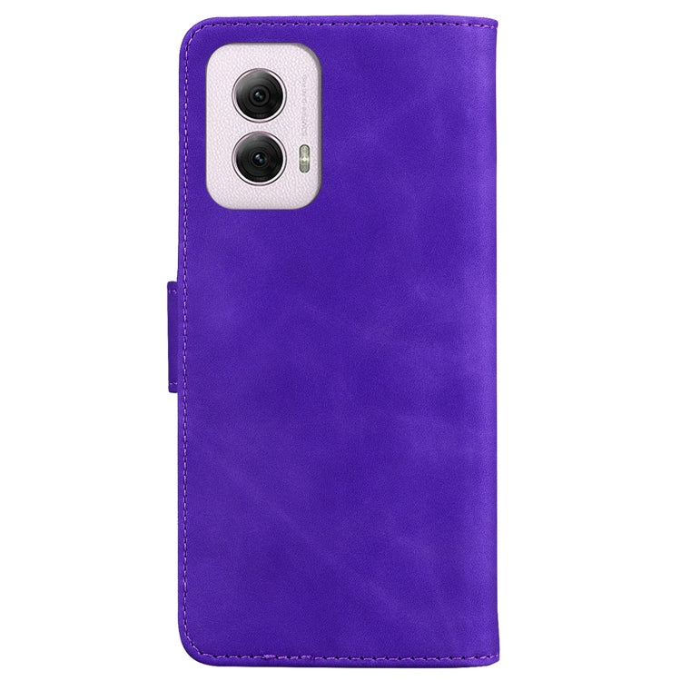 For Motorola Moto G Power 5G 2024 Skin Feel Pure Color Flip Leather Phone Case(Purple) - Motorola Cases by buy2fix | Online Shopping UK | buy2fix