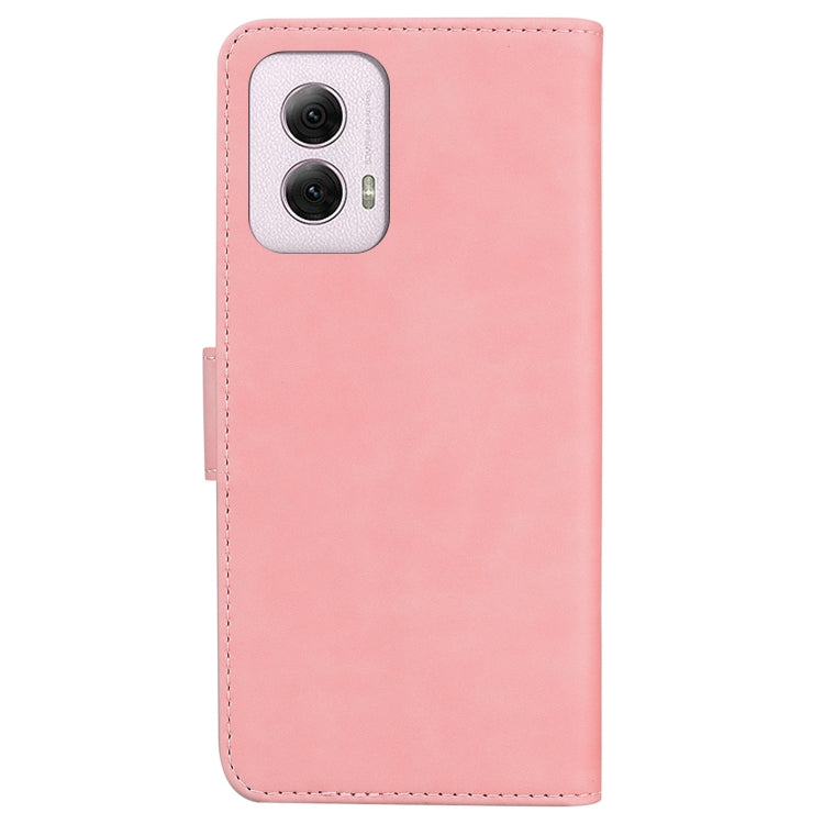 For Motorola Moto G Power 5G 2024 Skin Feel Pure Color Flip Leather Phone Case(Pink) - Motorola Cases by buy2fix | Online Shopping UK | buy2fix