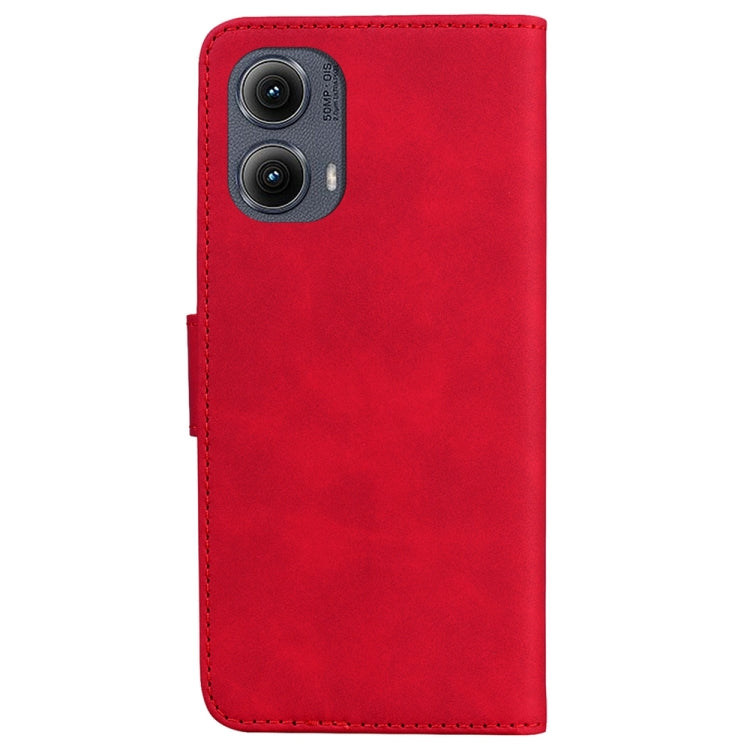 For Motorola Edge 2024 Skin Feel Pure Color Flip Leather Phone Case(Red) - Motorola Cases by buy2fix | Online Shopping UK | buy2fix