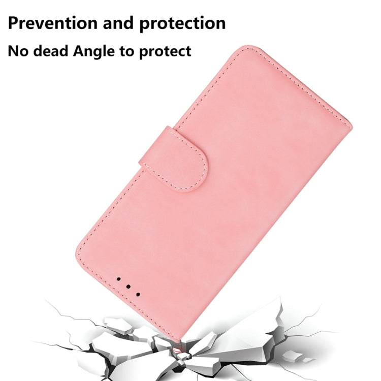 For Motorola Edge 2024 Skin Feel Pure Color Flip Leather Phone Case(Pink) - Motorola Cases by buy2fix | Online Shopping UK | buy2fix