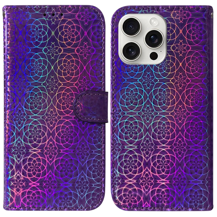 For iPhone 16 Pro Max Colorful Magnetic Buckle Leather Phone Case(Purple) by buy2fix