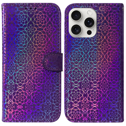 For iPhone 16 Pro Max Colorful Magnetic Buckle Leather Phone Case(Purple) by buy2fix
