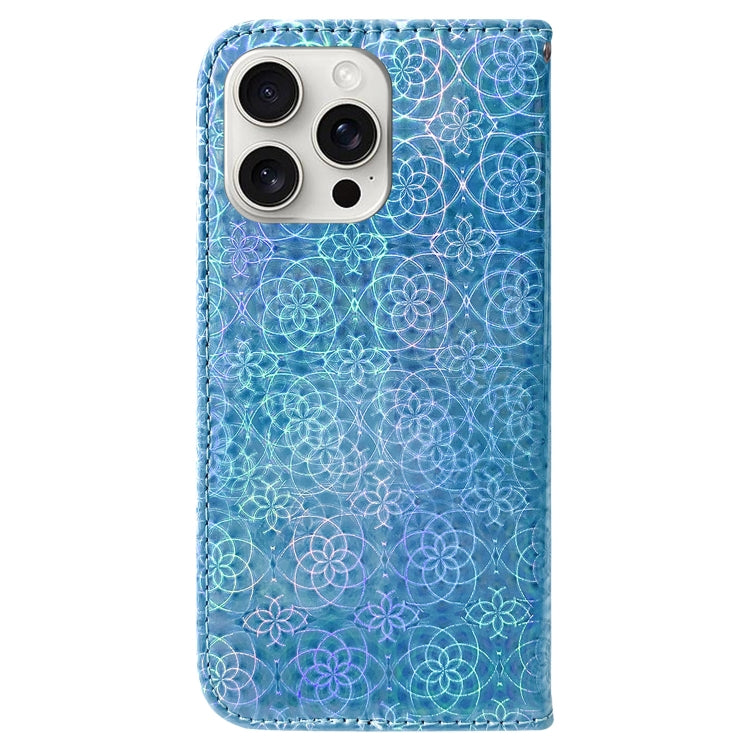 For iPhone 16 Pro Colorful Magnetic Buckle Leather Phone Case(Blue) - iPhone 16 Pro Cases by buy2fix | Online Shopping UK | buy2fix