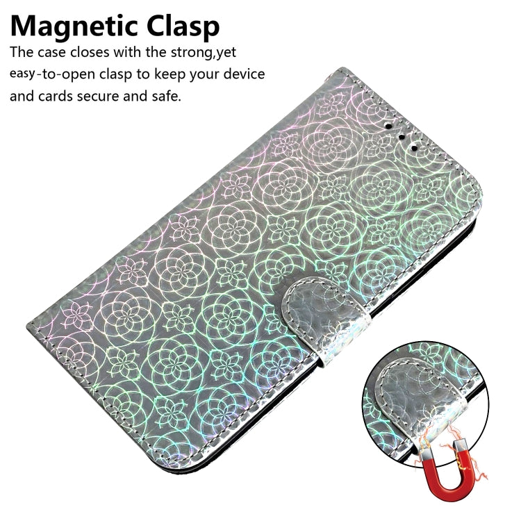 For iPhone 16 Plus Colorful Magnetic Buckle Leather Phone Case(Silver) by buy2fix