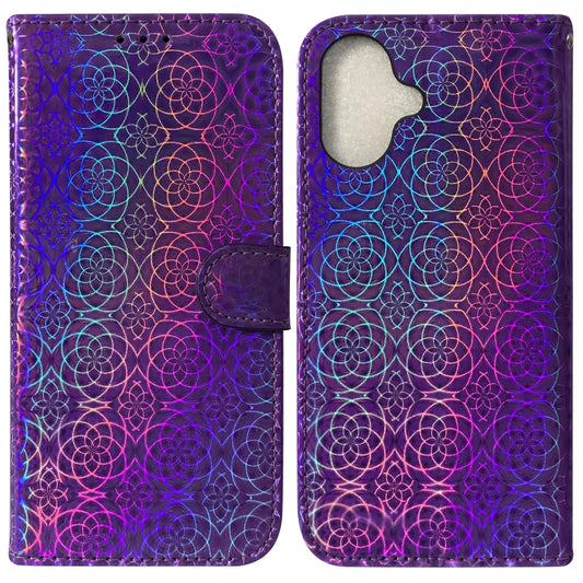 For iPhone 16 Plus Colorful Magnetic Buckle Leather Phone Case(Purple) by buy2fix