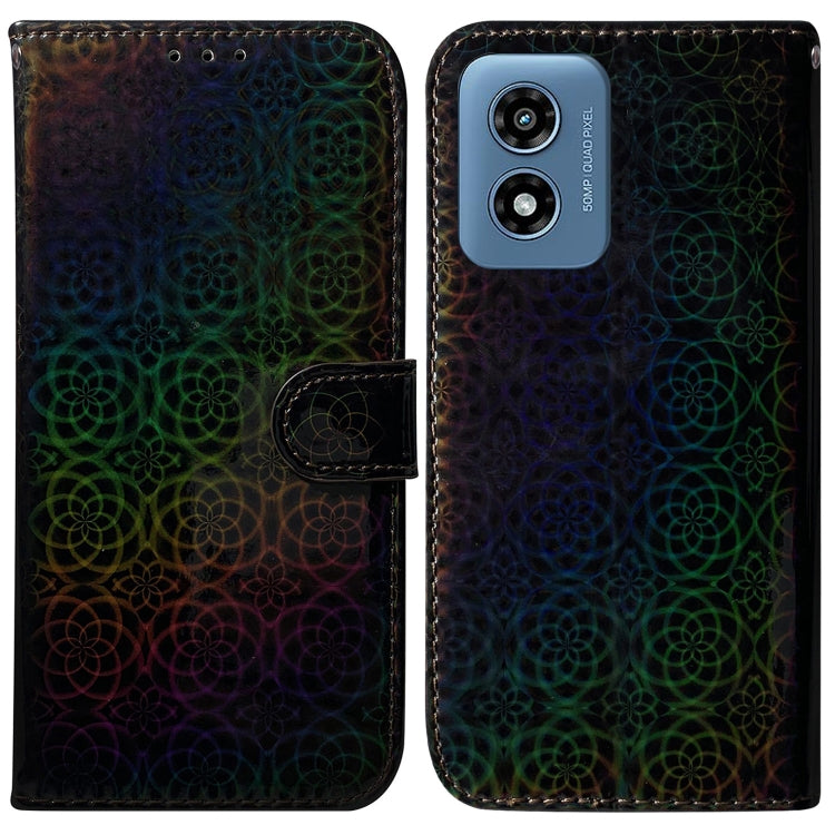 For Motorola Moto G Play 4G 2024 Colorful Magnetic Buckle Leather Phone Case(Black) - Motorola Cases by buy2fix | Online Shopping UK | buy2fix