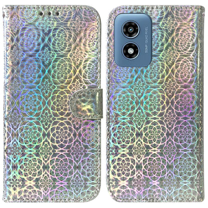 For Motorola Moto G Play 4G 2024 Colorful Magnetic Buckle Leather Phone Case(Silver) - Motorola Cases by buy2fix | Online Shopping UK | buy2fix