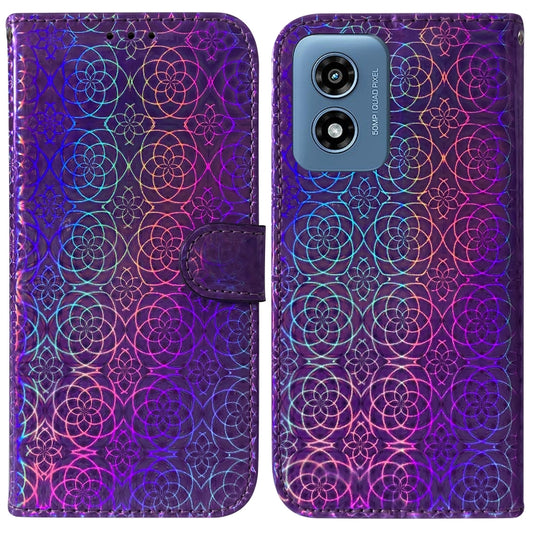 For Motorola Moto G Play 4G 2024 Colorful Magnetic Buckle Leather Phone Case(Purple) - Motorola Cases by buy2fix | Online Shopping UK | buy2fix