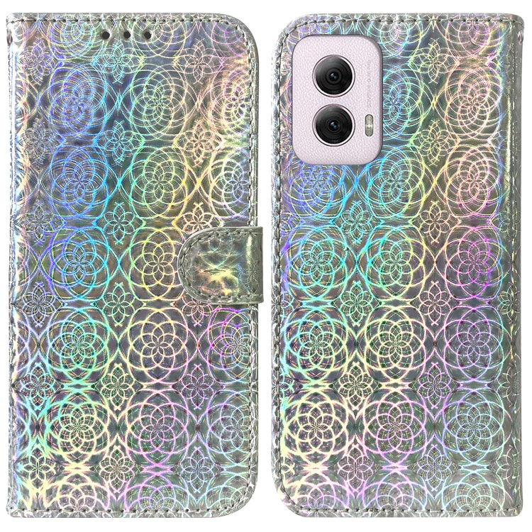 For Motorola Moto G Power 5G 2024 Colorful Magnetic Buckle Leather Phone Case(Silver) - Motorola Cases by buy2fix | Online Shopping UK | buy2fix