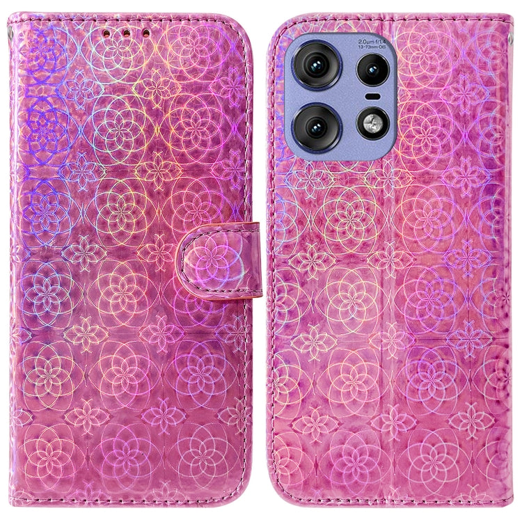 For Motorola Edge 50 Pro Colorful Magnetic Buckle Leather Phone Case(Pink) - Motorola Cases by buy2fix | Online Shopping UK | buy2fix