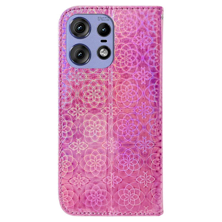 For Motorola Edge 50 Pro Colorful Magnetic Buckle Leather Phone Case(Pink) - Motorola Cases by buy2fix | Online Shopping UK | buy2fix