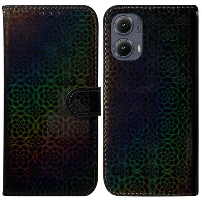 For Motorola Edge 2024 Colorful Magnetic Buckle Leather Phone Case(Black) by buy2fix