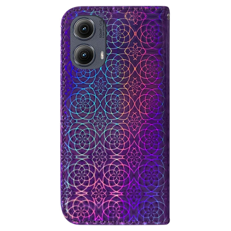 For Motorola Edge 2024 Colorful Magnetic Buckle Leather Phone Case(Purple) - Motorola Cases by buy2fix | Online Shopping UK | buy2fix