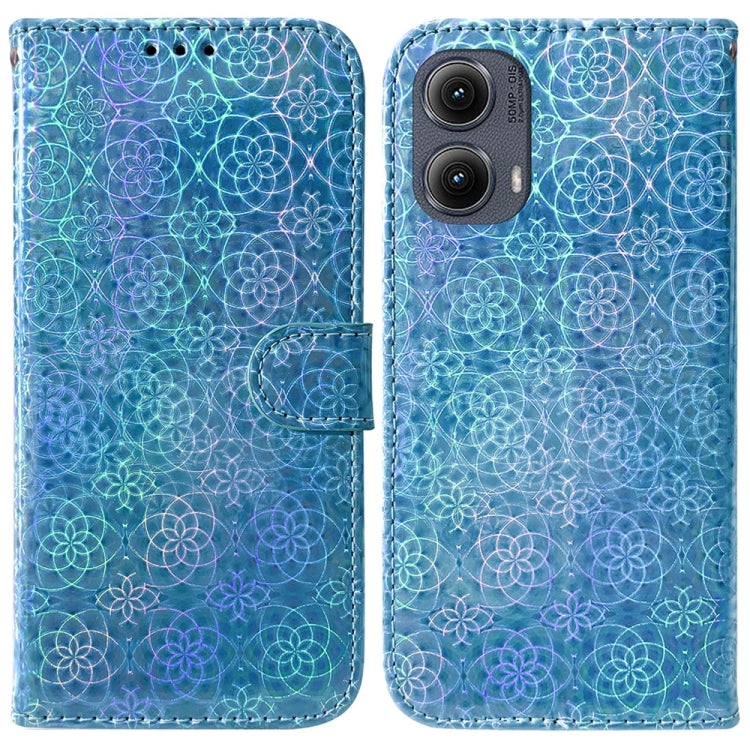 For Motorola Edge 2024 Colorful Magnetic Buckle Leather Phone Case(Blue) - Motorola Cases by buy2fix | Online Shopping UK | buy2fix