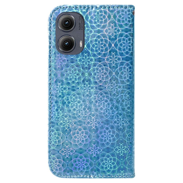 For Motorola Edge 2024 Colorful Magnetic Buckle Leather Phone Case(Blue) - Motorola Cases by buy2fix | Online Shopping UK | buy2fix