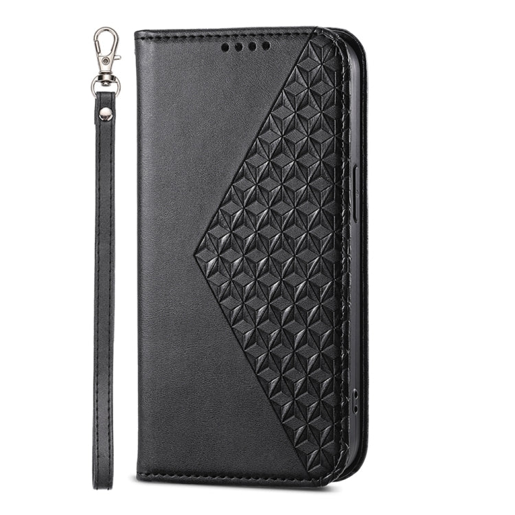 For Xiaomi Redmi Note 13 Pro 5G Cubic Grid Calf Texture Magnetic Leather Phone Case(Black) - Note 13 Pro Cases by buy2fix | Online Shopping UK | buy2fix