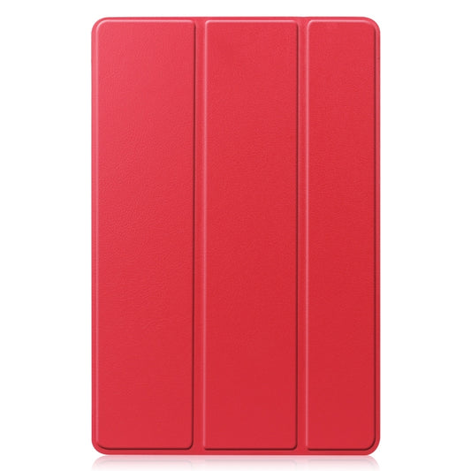 For Samsung Galaxy Tab S9 FE / S10 FE Custer Pure Color 3-Fold Holder Smart Leather Tablet Case(Red) by buy2fix