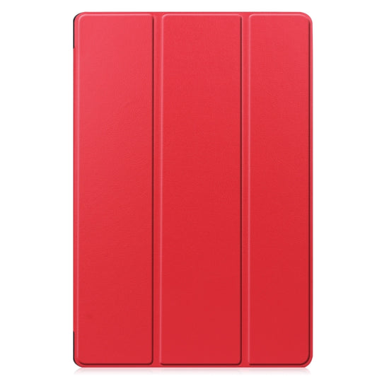 For Samsung Galaxy Tab S9 FE+ / S10+ Custer Pure Color 3-Fold Holder Smart Leather Tablet Case(Red) by buy2fix