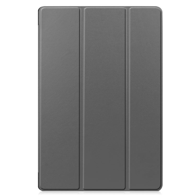 For Samsung Galaxy Tab S9 FE+ Custer Pure Color 3-Fold Holder Smart Leather Tablet Case(Grey) - Galaxy Tab S9 FE+ by buy2fix | Online Shopping UK | buy2fix