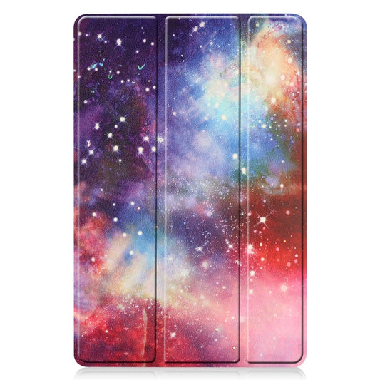 For Samsung Galaxy Tab S9 Custer Painted 3-Fold Holder Smart Leather Tablet Case(Milky Way Nebula) by buy2fix