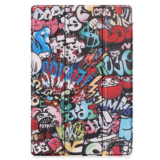 For Samsung Galaxy Tab S9 FE+ / S10+ Custer Painted 3-Fold Holder Smart Leather Tablet Case(Graffiti) by buy2fix