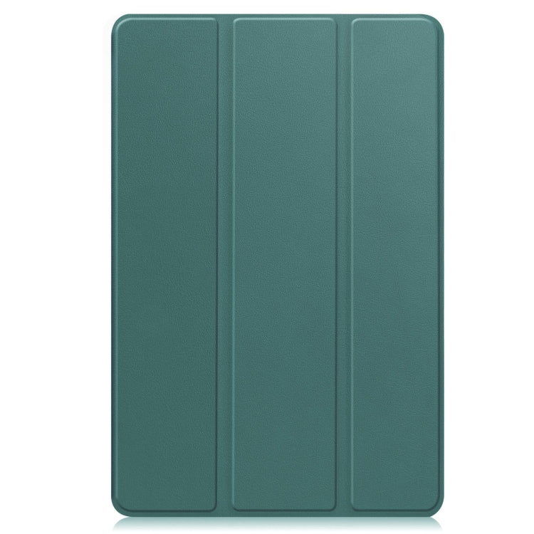 For Google Pixel Tablet Custer Pure Color 3-Fold Holder Smart Leather Tablet Case(Dark Green) - Google by buy2fix | Online Shopping UK | buy2fix