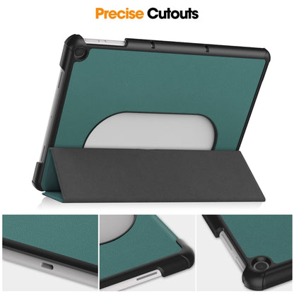 For Google Pixel Tablet Custer Pure Color 3-Fold Holder Smart Leather Tablet Case(Dark Green) - Google by buy2fix | Online Shopping UK | buy2fix