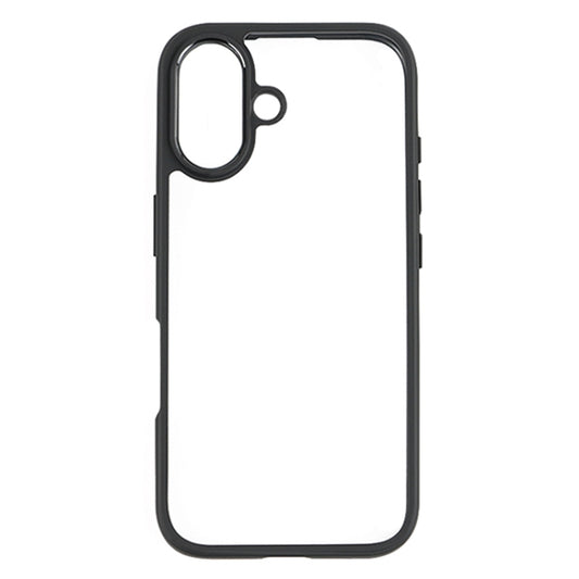 For iPhone 16 Plus Frosted TPU + Transparent PC Phone Case(Black) by buy2fix