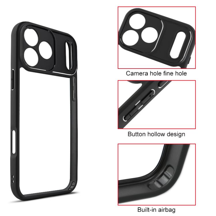 For iPhone 17 Pro Max Frosted TPU + Transparent PC Phone Case(Black) - iPhone 17 Pro Max Cases by buy2fix | Online Shopping UK | buy2fix