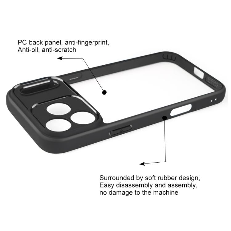 For iPhone 17 Pro Frosted TPU + Transparent PC Phone Case(Black) - iPhone 17 Pro Cases by buy2fix | Online Shopping UK | buy2fix