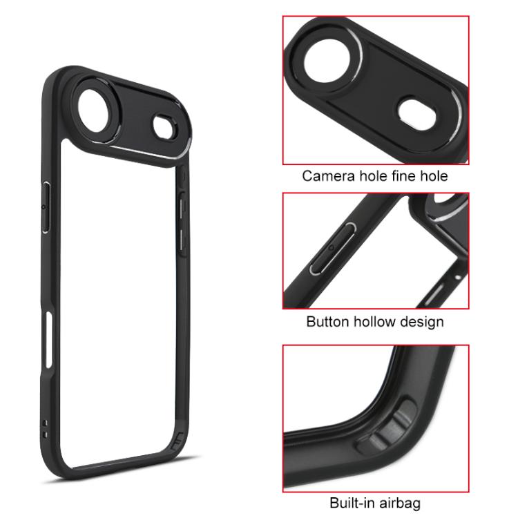 For iPhone 17 Air Frosted TPU + Transparent PC Phone Case(Black) - iPhone 17 Air Cases by buy2fix | Online Shopping UK | buy2fix