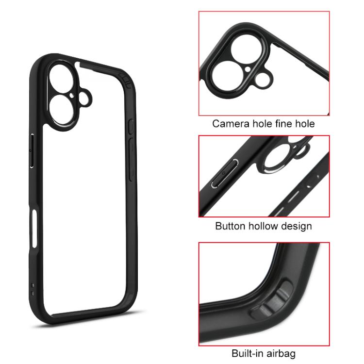 For iPhone 17 Frosted TPU + Transparent PC Phone Case(Black) - iPhone 17 Cases by buy2fix | Online Shopping UK | buy2fix